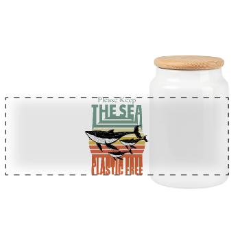 Environmental protection, animal welfare - Panoramic Cookie Jar with Wooden Lid - white - Front