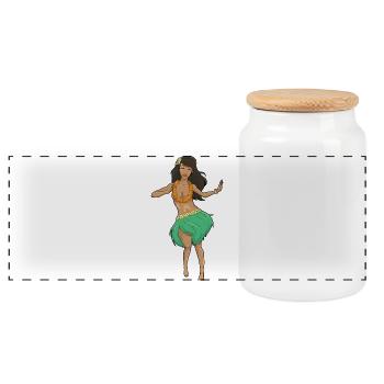Hula Dancer - Panoramic Cookie Jar with Wooden Lid - white - Front