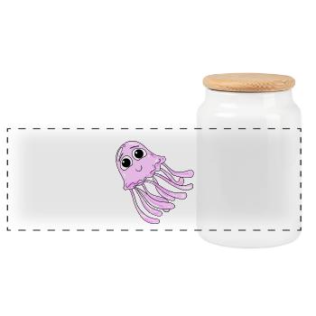 méduse - Boîte à biscuits avec couvercle en bois - blanc - Devant