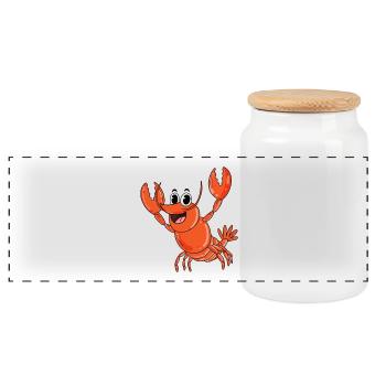 Homard - Boîte à biscuits avec couvercle en bois - blanc - Devant