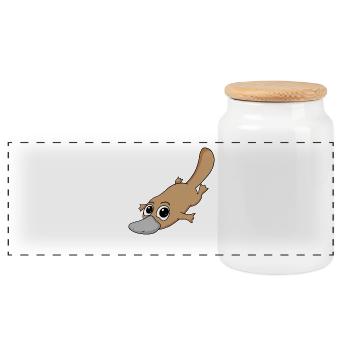 platypus - Panoramic Cookie Jar with Wooden Lid - white - Front