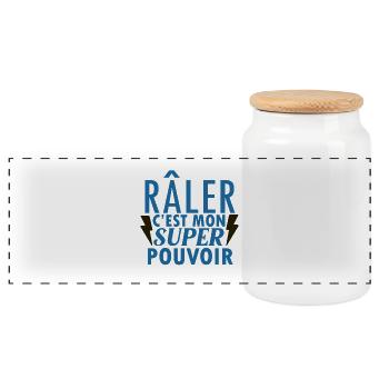 Râler est mon super pouvoir - Boîte à biscuits avec couvercle en bois - blanc - Devant