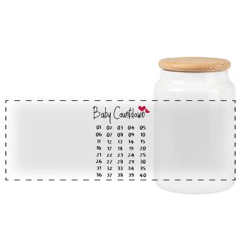 Baby Countdown Pregnancy Weeks - Panoramic Cookie Jar with Wooden Lid - white - Front