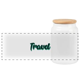 Travel - Panoramic Cookie Jar with Wooden Lid - white - Front