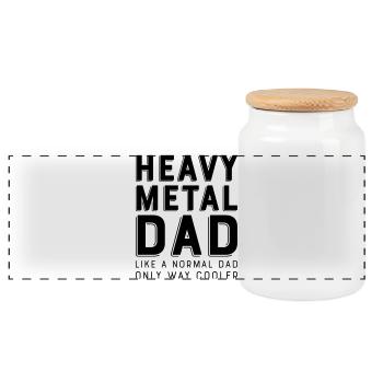 papa de métal lourd - Boîte à biscuits avec couvercle en bois - blanc - Devant