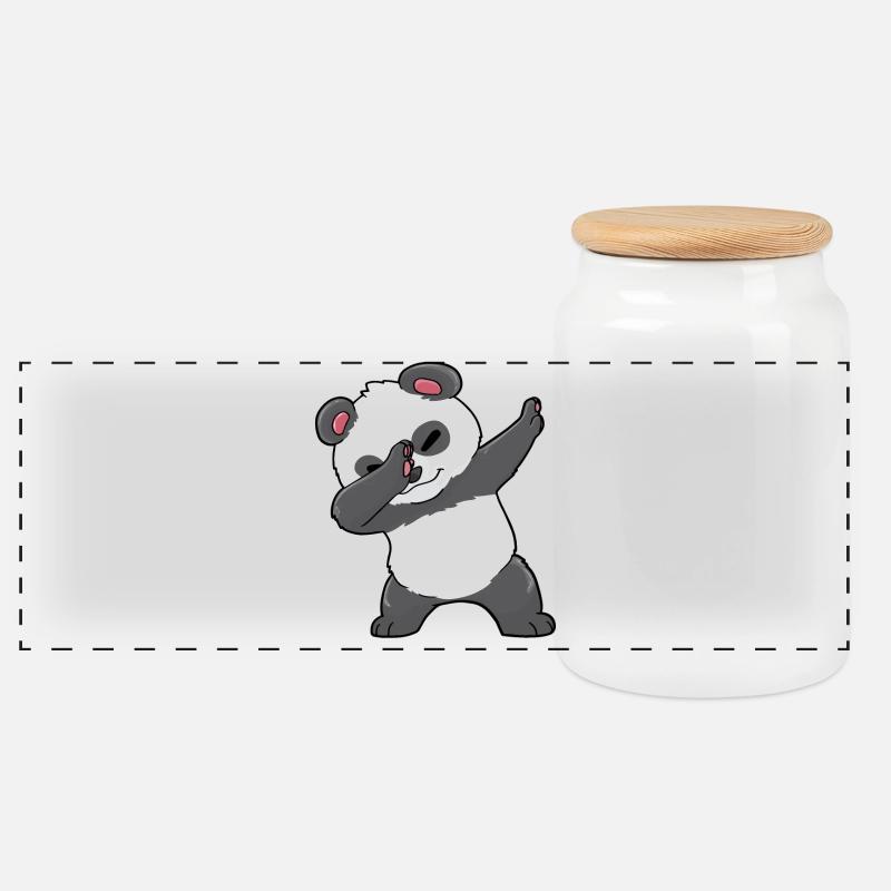 Lustiger Panda - Panorama Keksdose mit Holzdeckel - Weiß