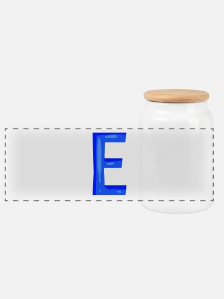 Buchstabe E Anfangsbuchstabe Blau - Panorama Keksdose mit Holzdeckel - Weiß