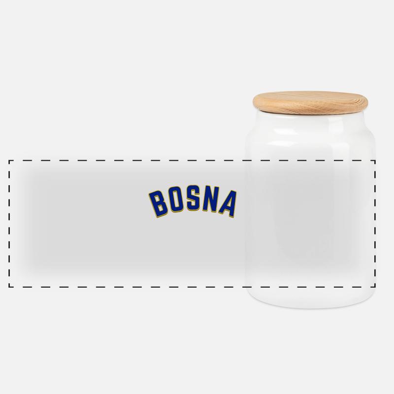 Bosnien - Panorama Keksdose mit Holzdeckel - Weiß