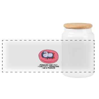 manchot - Boîte à biscuits avec couvercle en bois - blanc - Devant