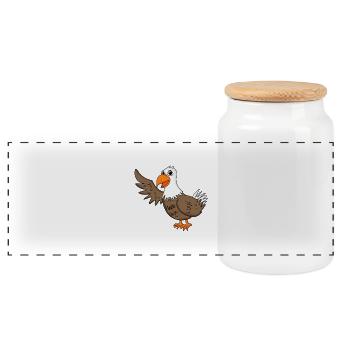 eagle - Panoramic Cookie Jar with Wooden Lid - white - Front
