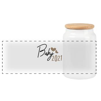 Bébé 2021 - Boîte à biscuits avec couvercle en bois - blanc - Devant