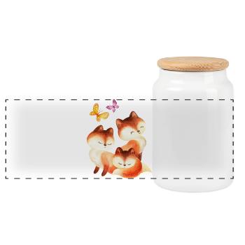 Wasserfuchs Trio - Panoramic Cookie Jar with Wooden Lid - white - Front