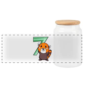 Panda rouge - Boîte à biscuits avec couvercle en bois - blanc - Devant