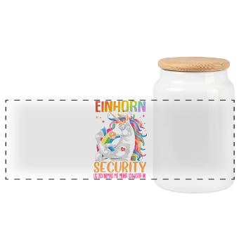 Einhorn Security Schwester - Panorama Keksdose mit Holzdeckel - Weiß - Vorne