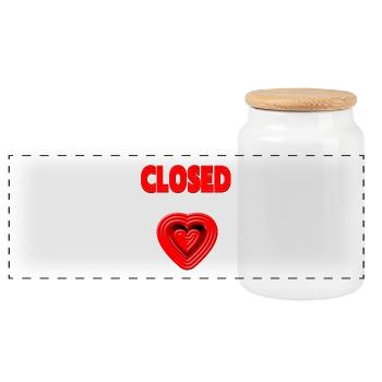 HEART closed - Heartache - Love grief V.2 - Panoramic Cookie Jar with Wooden Lid - white - Front