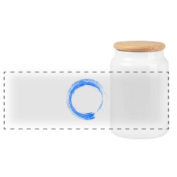 Rond design brosse bleu - Boîte à biscuits avec couvercle en bois - blanc - Devant