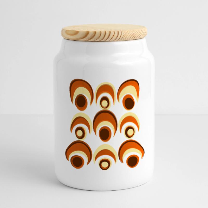 60s 70s Retro Pattern Circle Style Pattern Boîte à biscuits avec couvercle en bois