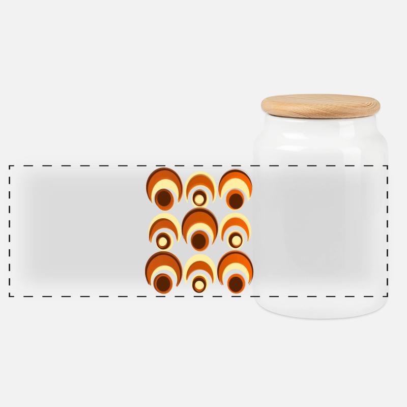 60er 70er Jahre Retro Muster Kreis Stilmuster - Panorama Keksdose mit Holzdeckel - Weiß