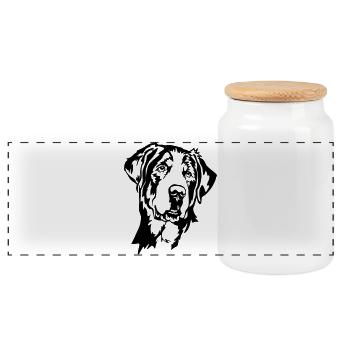 Grande tête de chien de senn' suisse - Boîte à biscuits avec couvercle en bois - blanc - Devant