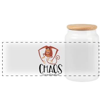 Monkey Acrobat Swing - Panoramic Cookie Jar with Wooden Lid - white - Front