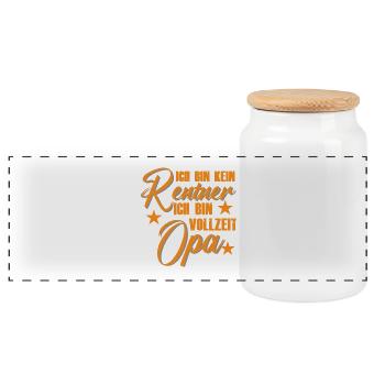 Vollzeit Opa Rentner Spruch - Panorama Keksdose mit Holzdeckel - Weiß - Vorne