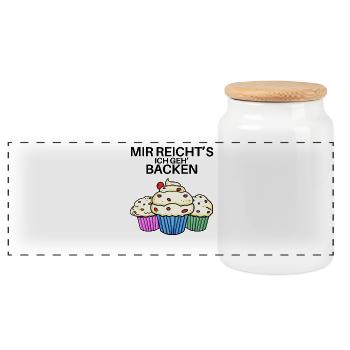 Mir reichts ich geh backen - Panorama Keksdose mit Holzdeckel - Weiß - Vorne