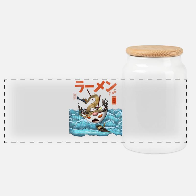 Ramen - Panorama Keksdose mit Holzdeckel - Weiß