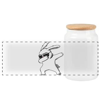 Ostern Osterhase mit Sonnenbrille Hase Geschenk - Panorama Keksdose mit Holzdeckel - Weiß - Vorne