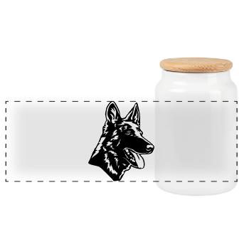 Hollande Herder Tête - Boîte à biscuits avec couvercle en bois - blanc - Devant