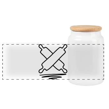Rouleau de pâte - Boîte à biscuits avec couvercle en bois - blanc - Devant