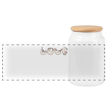 Love Yoga Fitness Alpaka - Panorama Keksdose mit Holzdeckel - Weiß - Vorne