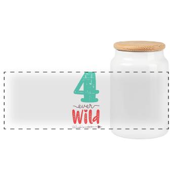 Four Ever Wild 4th Birthday Gift Girl - Panoramic Cookie Jar with Wooden Lid - white - Front