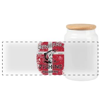 Denmark Fishing Flagge Angeln Fisch Design - Panorama Keksdose mit Holzdeckel - Weiß - Vorne