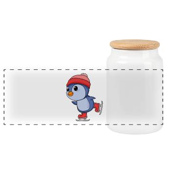 Patins à glace - Boîte à biscuits avec couvercle en bois - blanc - Devant