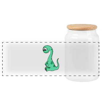 Baby Dinosaurs - Panoramic Cookie Jar with Wooden Lid - white - Front