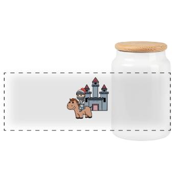 Médiévale Chevalier Château Guerrier - Boîte à biscuits avec couvercle en bois - blanc - Devant