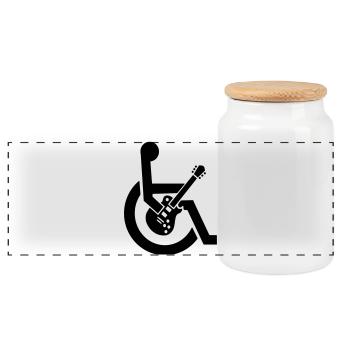 Wheelchair, wheelchair, guitar, guitarist, disability* - Panoramic Cookie Jar with Wooden Lid - white - Front