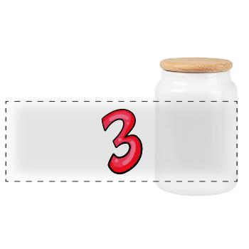 3 - Panoramic Cookie Jar with Wooden Lid - white - Front