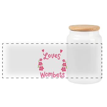 Wombat Wombat Lover Australian - Panoramic Cookie Jar with Wooden Lid - white - Front