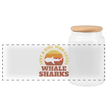 Baléman biologiste de la mer amoureux de requin baleine - Boîte à biscuits avec couvercle en bois - blanc - Devant