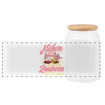 sew - Panoramic Cookie Jar with Wooden Lid - white - Front