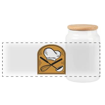 Cook - Panoramic Cookie Jar with Wooden Lid - white - Front