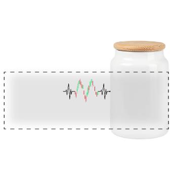 Trader Herzschlag Aktien EKG Börse Forex Trading - Panorama Keksdose mit Holzdeckel - Weiß - Vorne