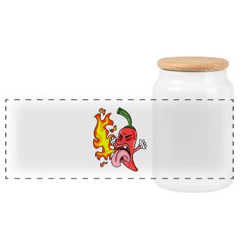 Drôle de piment - Peperoni - Boîte à biscuits avec couvercle en bois - blanc - Devant