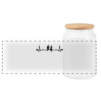 Lindy Hop Dance Couple Heartbeat - Panoramic Cookie Jar with Wooden Lid - white - Front