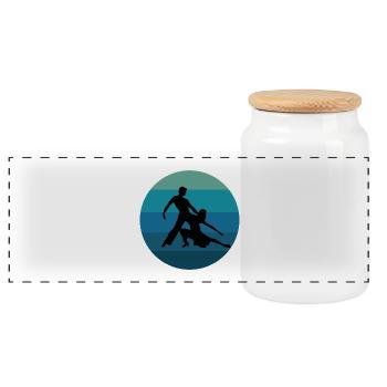 Latin Dancing Dance Couple Salsa - Panoramic Cookie Jar with Wooden Lid - white - Front