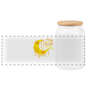 Islam chemise croissant de lune rengaine Allah - Boîte à biscuits avec couvercle en bois - blanc - Devant