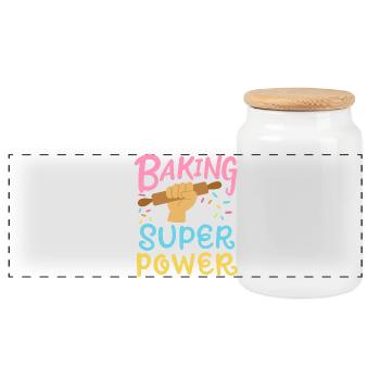 Baking Baker Rolling Pin - Panoramic Cookie Jar with Wooden Lid - white - Front