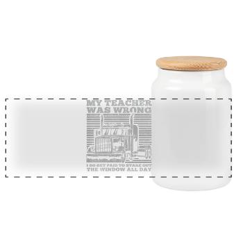 Truck Trucker Truck Driver Vintage - Panoramic Cookie Jar with Wooden Lid - white - Front