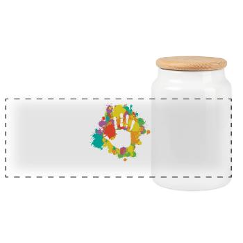 Bunte Handabdrücke Kinder Familie Kunst Hand Spaß - Panorama Keksdose mit Holzdeckel - Weiß - Vorne